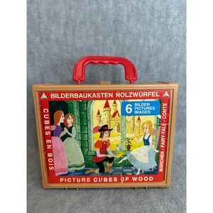 VTG German Eichhorn Wooden Picture Cubes Puzzles Kids West Germany Fairy Tales